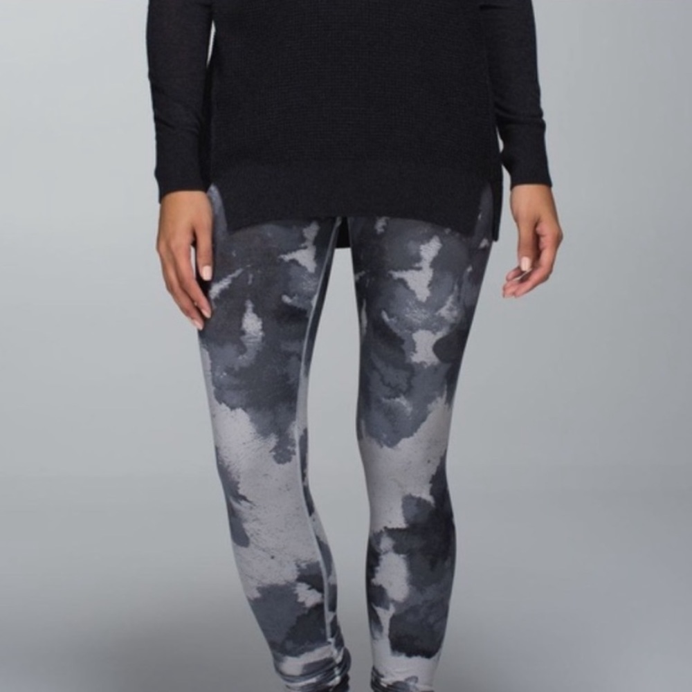 Lululemon Wunder Under Pant Grey watercolor crop leggings